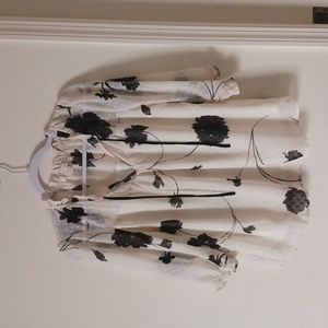 Monteau Cream and Black Floral Blouse